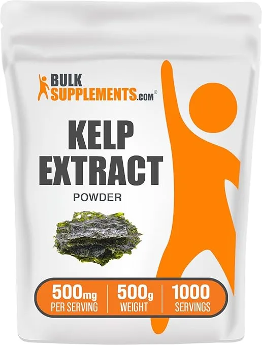 BulkSupplements.com Kelp Extract Powder - Kelp Supplement, Kelp Powder, Brown Seaweed Extract - Seaweed Supplement, Gluten Free, 500mg per Serving, 500g (1.1 lbs) (Pack of 1)
