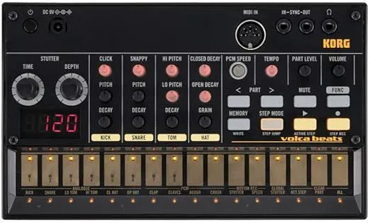 Korg, 16-Key Synthesizer (VOLCABEATS),Black