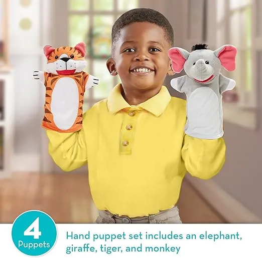 Melissa & Doug Zoo Friends Hand Puppets Puppets and Theaters Themed Puppet Sets 3+ Gift for Boy or Girl
