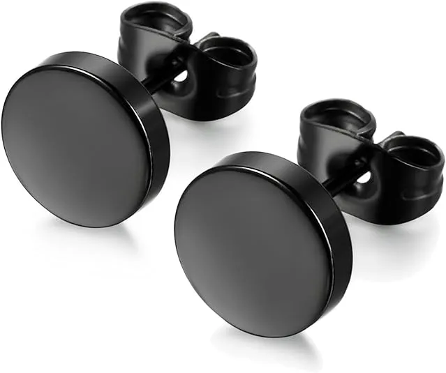 LIEBLICH Black Round Stud Earrings Set Stainless Steel Ear Studs for Men Women 6 Pairs 3mm-8mm … (Black)