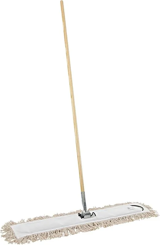 Boardwalk BWKM365C 36 in. x 5 in. Cotton Head 60 in. Wood Handle Cotton Dry Mopping Kit - Natural (1-Kit)