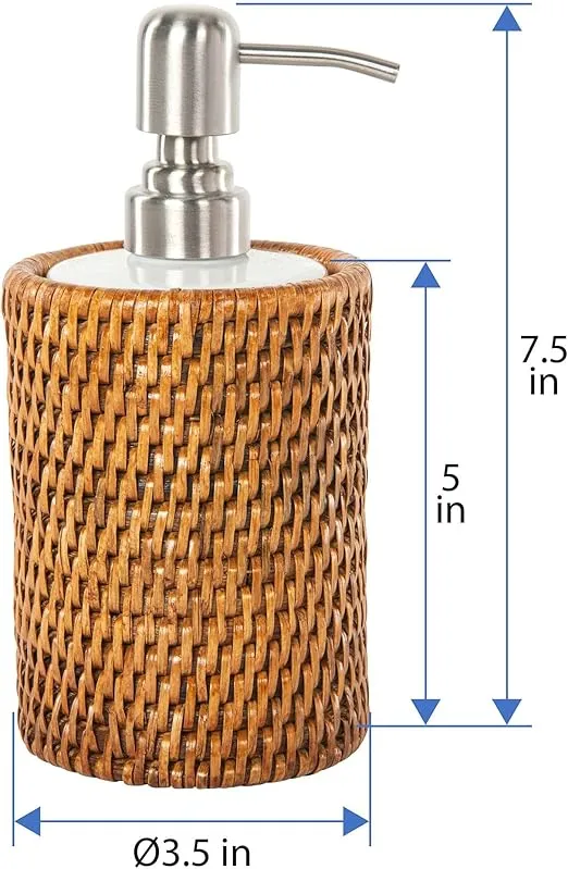 La Jolla Rattan Liquid Soap Dispenser (12 fl.oz.), Honey-Brown
