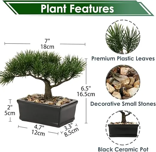 Artificial Bonsai Tree Juniper Faux Plants Indoor Small Fake Plants Decor with Ceramic Pots for Home Table Office Desk Bathroom Shelf Bedroom Living Room Farmhouse Decorations