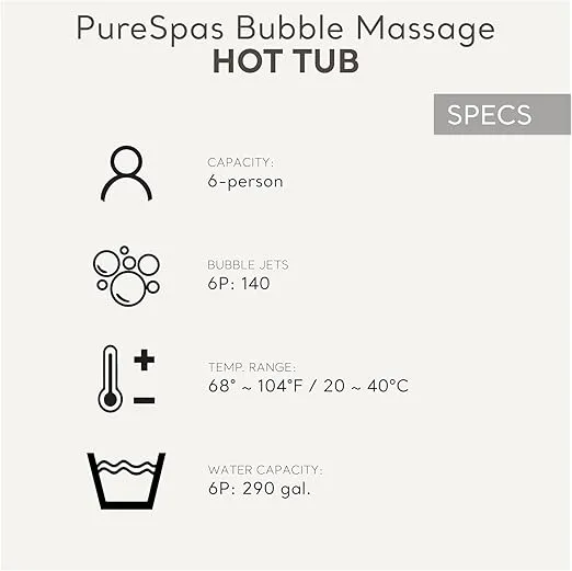 INTEX 28427EH PureSpa Bubble Massage Spa Set Outdoor Inflatable Portable Hot Tub, Includes Energy Efficient Spa Cover, Saltwater System Ready, 6 Person, 85in x 28in