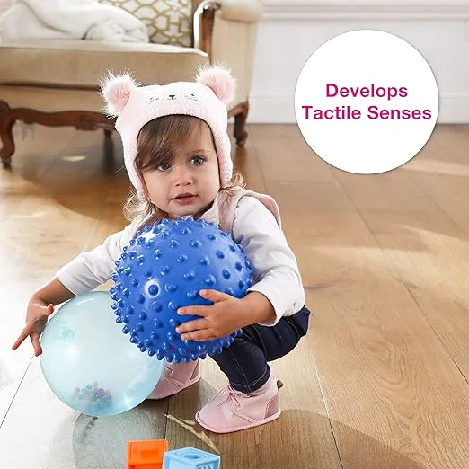 Edushape The Original Sensory Ball for Baby - 7" Blue Color Baby Ball That Helps Enhance Gross Motor Skills for Kids Aged 6 Months & Up - Vibrant, Colorful and Unique Toddler Ball