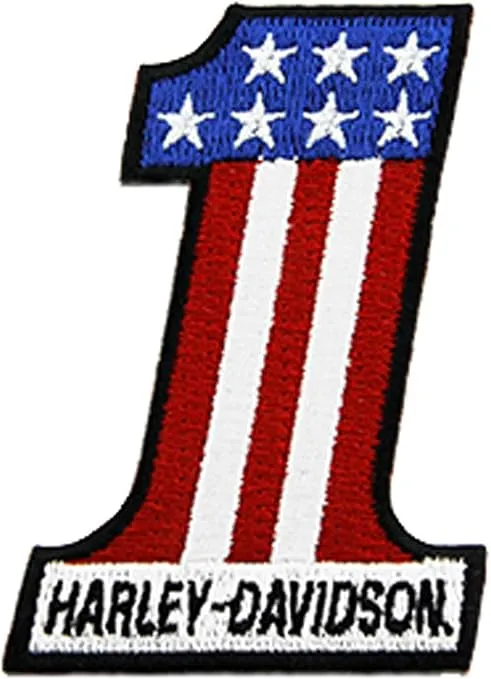 Harley-Davidson 2 inch Embroidered RWB #1 Logo X-Small Emblem Sew-On Patch