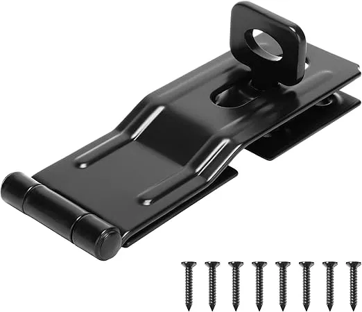 Swivel Staple Safety Hasps, 4-1/2" Gate Door Hasp Latch with Twist Knob Safety Padlock Clasp Lock for Fence, Gate, Cabinet, Barn Door, Shed, Black