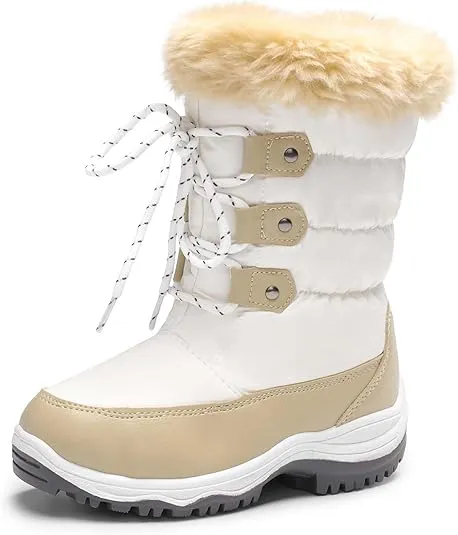 DREAM PAIRS Girls Snow Boots Warm Cozy Anti-Slip Lightweight Mid Calf Faux Fur Lining Winter Shoes for Little/Big Kids