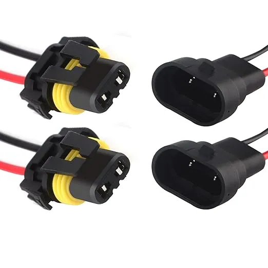 9005 9006 H10 Female Adapter Wiring Harness Sockets Wire Compatible & Male Adapter Wiring Harness Sockets Wire for Headlights Fog Lights 2Set