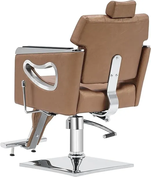 BarberPub Barber Chair Reclining Salon Chair for Hair Stylist, Antique Hair Spa Salon Styling Beauty Equipment 8132 (Gold)
