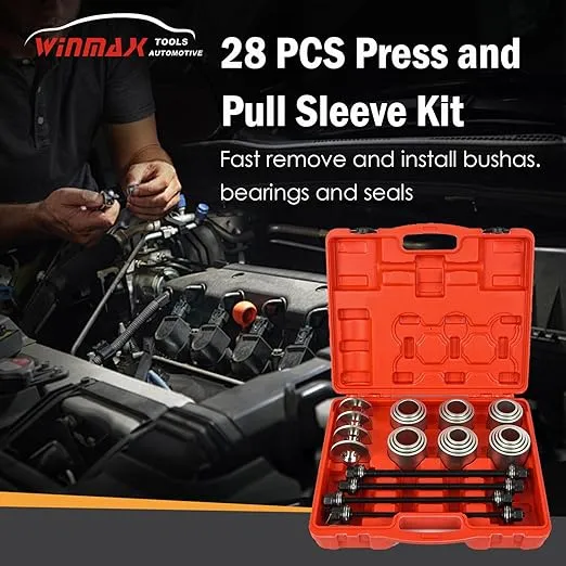 28PCS ProfessionalPress & Pull Sleeve Kit for Removing Bearings Bushes Seals