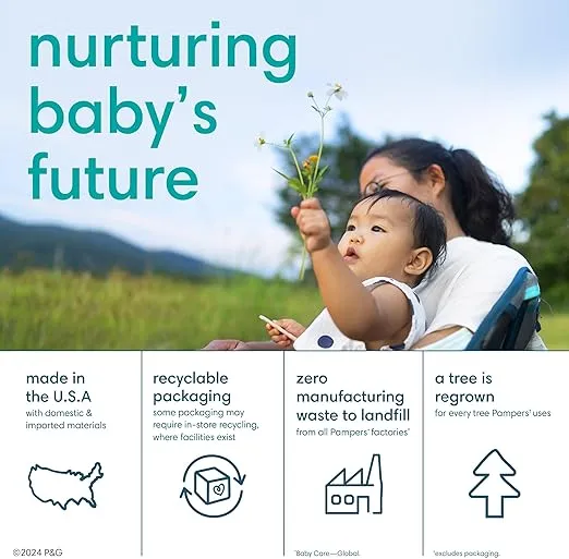 Pampers Pure Protection Diapers Newborn - Size 0, 76 Count, Hypoallergenic Premium Disposable Baby Diapers