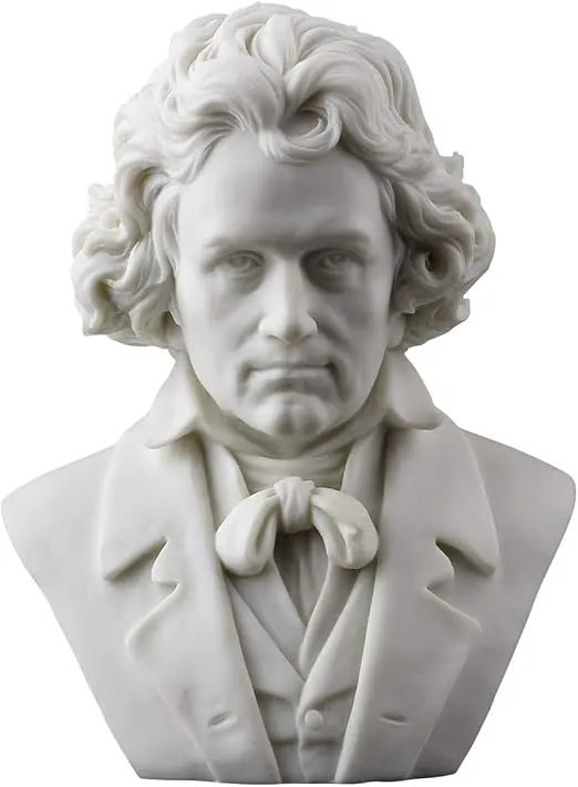 Ludwig Van Beethoven Bust Statue Figurine White Finish