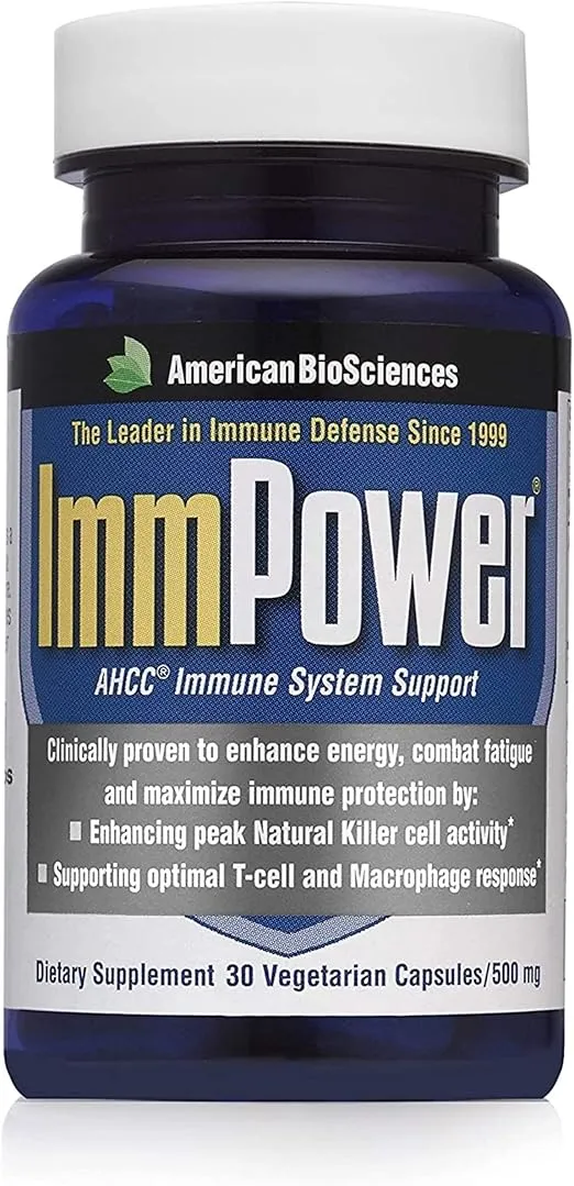 ImmPower, AHCC Mushroom Extract Immune System Support - Immune Support Supplement for Adults - Supports Cytokine Function - 30 Vegetarian Capsules, 500mg/capsule