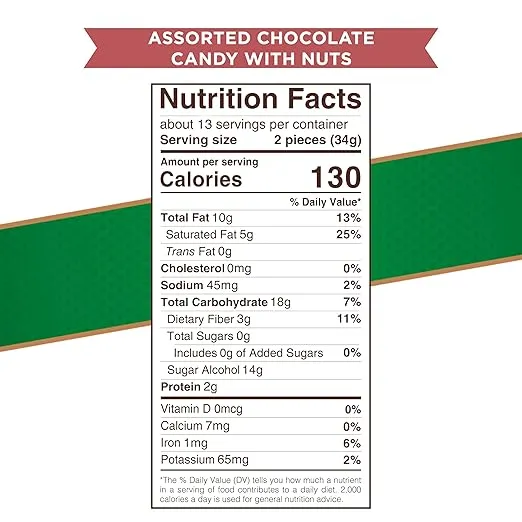 RUSSELL STOVER Sugar Free Assorted Chocolate Candy with Nuts, 15.5 oz