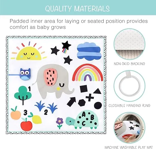 The Peanutshell Unisex Baby Play Gym & 7-in-1 Play Mat - Playmat Baby Toys 0-6, 6-12 Months Tummy Time Mat with Hanging Toys, Soft Padded Mat for Newborns, Infants - Montessori Elephant
