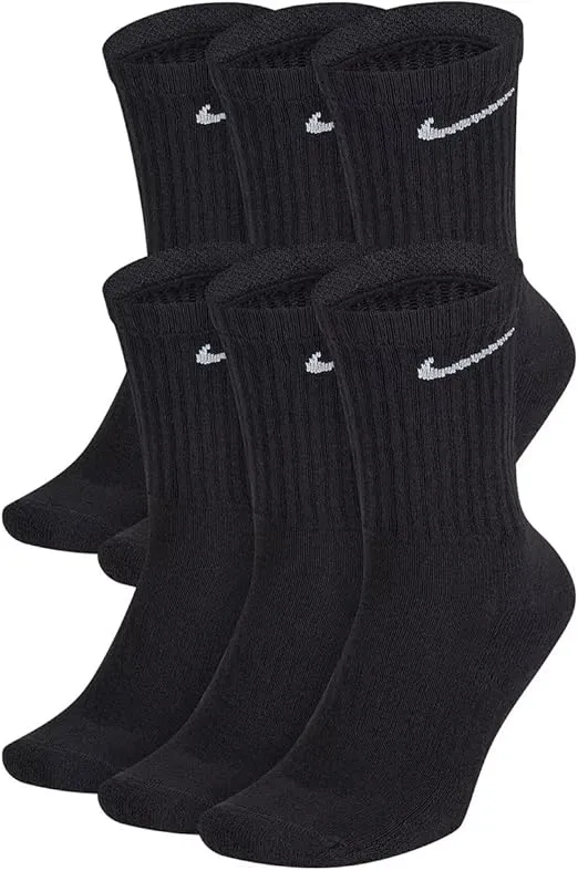 Nike Kids' Performance Cushioned Crew Training Socks (6 Pair) (as1, alpha, s, regular, Black/White, Small)