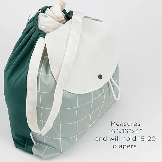 Esembly Wet Day Bag, Wet Dry Bag for Cloth Diapers - Waterproof, Reusable and Washable - Multipurpose Diaper, Pool, Beach, Gym and Travel Bag with Two Compartments - One Size, Botanic Garden