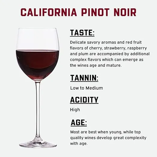 Fontana Pinot Noir Wine Kit | Wine Making Ingredient Kit - 6 Gallon Wine Kit | Premium Ingredients for DIY Wine Making | Makes 30 Bottles of Wine