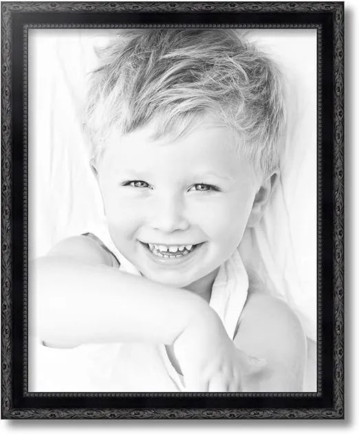 ArtToFrames 16x20 Frame, Wood Picture Frame 16 x 20 Inch Poster Frame | Black Engraved Edges | Custom Poster Frame with Economy Acrylic & Backing | Elegant Decor for Photos Diplomas Art or Puzzles