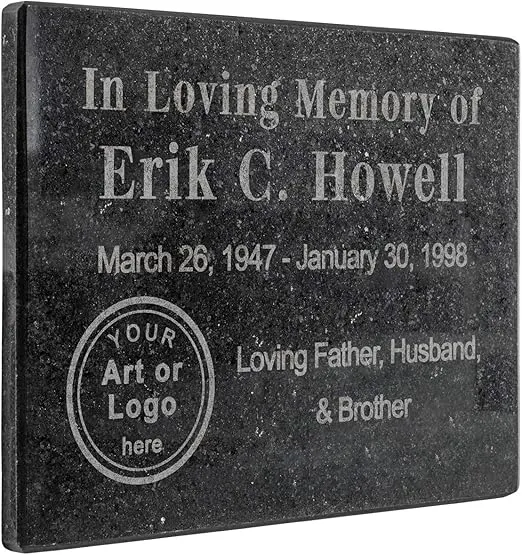 PlaqueMaker Personalized Granite Stone - Add Your Own Text and Artwork. Can Be Used as a Memorial, Garden Stone, Dedication Sign, Directional Sign, or Sympathy Gift (8 x 6 x 0.4)