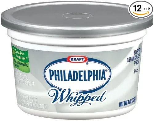 Kraft Philadelphia Whipped Plain Cream Cheese Spread, 8 Ounce -- 12 per case. by Philadelphia