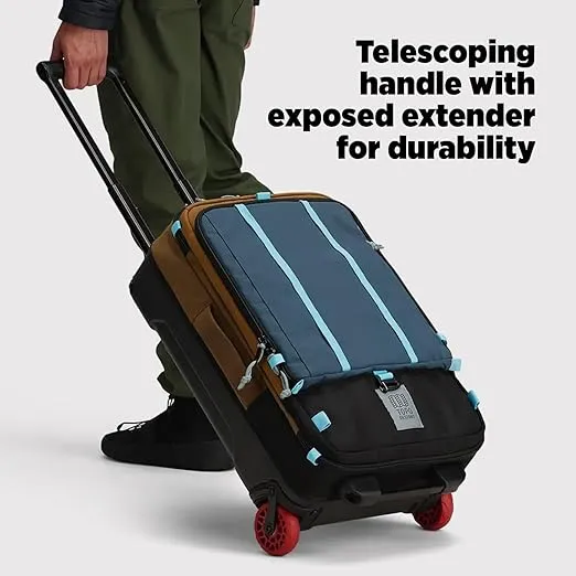 Topo Designs Global Travel Roller Bag Suitcase, Carry-On Friendly, 3 Carry Options, Smooth Heavy Duty Wheels, Telescoping Handle, Designed in Denver CO USA, 2024 Model (Pine)