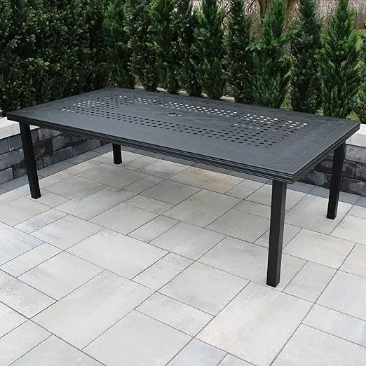 Oakland Living Modern Outdoor Mesh Aluminum Black 95-in Rectangle Large Patio Dining Table