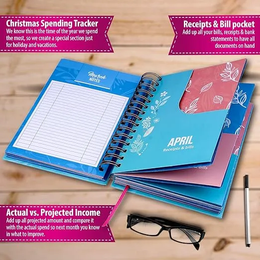 Budget Planner & Monthly Bill Organizer Book - (Non-Dated) Budget Book and Expense Tracker Notebook– Financial Planner Bundled with Cash Envelopes