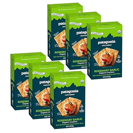 Patagonia Provisions - Rosemary Garlic - Certified Organic Crackers - Non-GMO, Plant-Based, No Added Sugar (6 Pack)