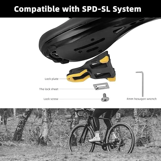 ROCKBROS Road Bike Pedals Lightweight Clipless Bicycle Pedals with Cleats Set Compatible with SPD-SL System
