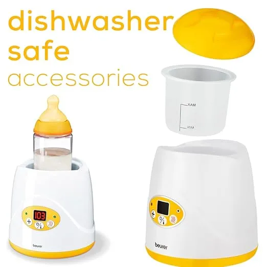 Beurer Baby Bottle Warmer & Food Warmer,BY52 | Portable 2-in-1 Heater with Keep Warm Function for Breast-Milk,Formula & Food | AVENT & NUK Bottles | with Lifter,LED Display,Safety Switch-Off & Cap