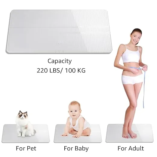 unipaws Large Bluetooth Digital Pet Scale MAX 220lbs for Large Dogs, Animal Dogs Cats Weight Scale for Home Use, Baby Scale for Weighing, Large LED Platform Scale for Large Breeds, Accuracy: ±10g