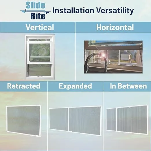 Adjustable & Expandable Window Screen 10" x 19" (2-Pack) Pre-Framed Window Screen expands up to 35"