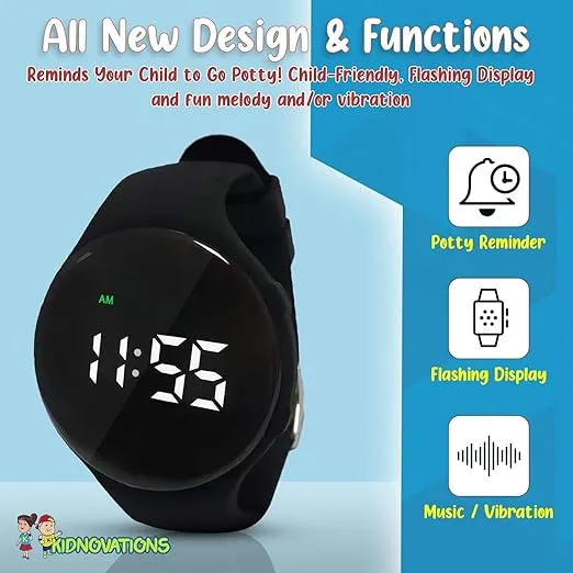 USA Premium Potty Training Watch – Flashing Lights, Multiple Alarm Modes with a Discreet Mode I Rechargeable, Water Resistant, Kids, Toddlers