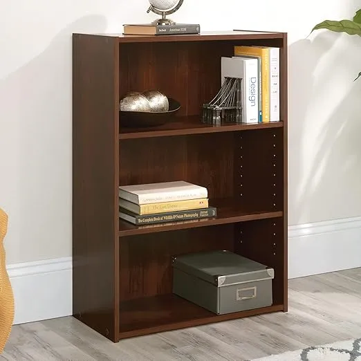 Sauder Beginnings 3-Shelf Bookcase, Bookshelf with Adjustable Storage Shelves, in Brook Cherry