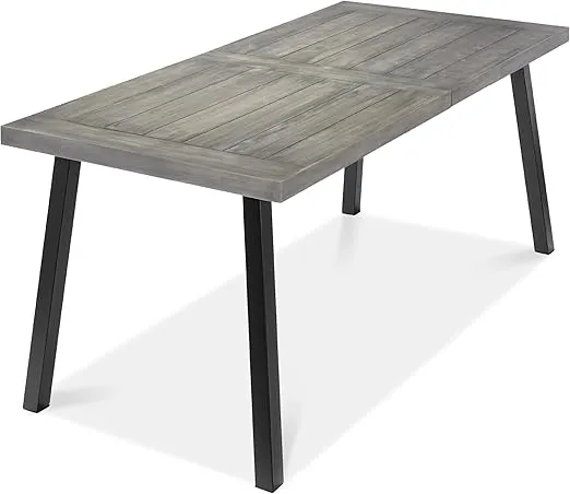 Best Choice Products 6-Person Indoor Outdoor Acacia Wood Dining Table, Picnic Table w/Powder-Coated Steel, 350 Pound Capacity Legs - Weathered Gray