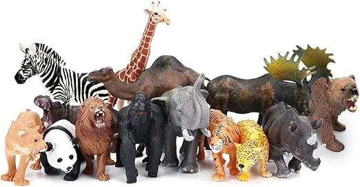 BOLZRA Safari Animals Figures Toys, Realistic Jumbo Wild Zoo Animals Figurines Plastic African Jungle Animals Playset for Kids Toddlers, 14 Piece Gift Set