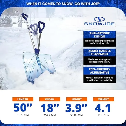 Snow Joe Shovelution Snow Shovel Strain-Reducing 18-Inch Snow Shovel with Assist Handle