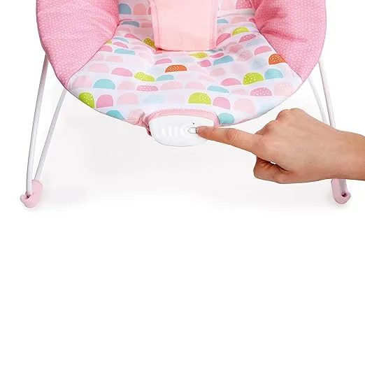 Bright Starts Baby Bouncer Soothing Vibrations Infant Seat - Removable -Toy Bar, Nonslip Feet, 0-6 Months Up to 20 lbs (Fancy Fantasy, Pink Unicorn)