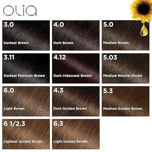 Garnier Hair Color Olia Ammonia-Free Brilliant Color Oil-Rich Permanent Hair Dye, 6.0 Light Brown, 1 Count (Packaging May Vary)