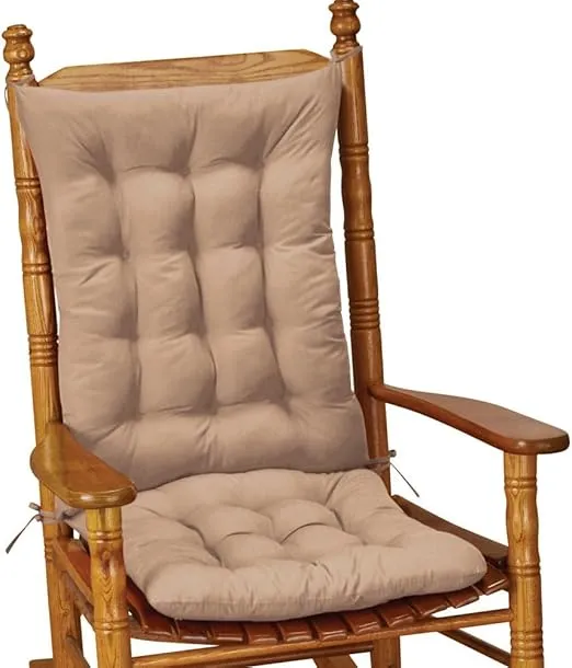 Collections Etc Quilted Chair Cushion Set - Perfect for Rocking Chairs, Dining Chairs or Armchair, Beige