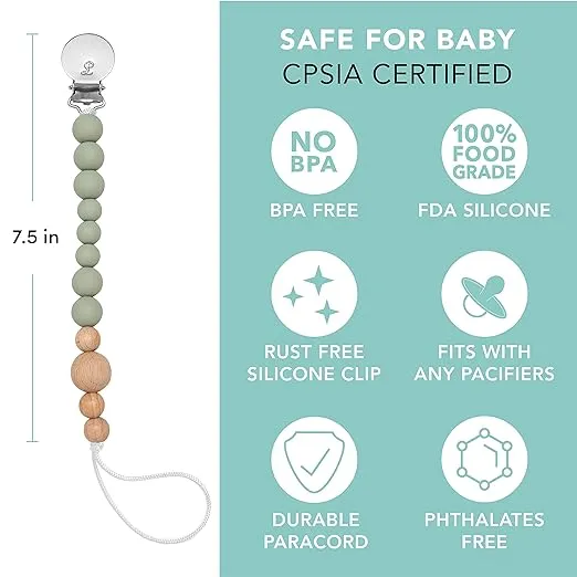 Loulou Lollipop Silicone Soother Pacifier Clip Binky Holder for Newborn and Baby - Color Block (White)