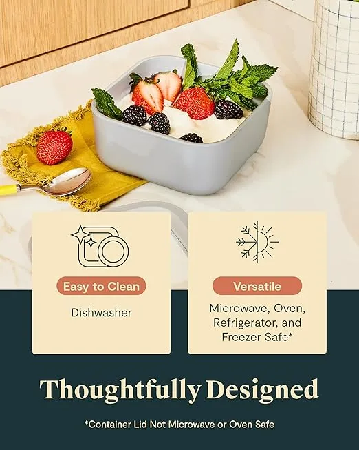 Caraway Glass Food Storage - 4.4 Cup Glass Container - Ceramic Coated Food Container - Non Toxic, Non Stick Lunch Box Container with Glass Lids. Dishwasher, Oven, & Microwave Safe - Navy