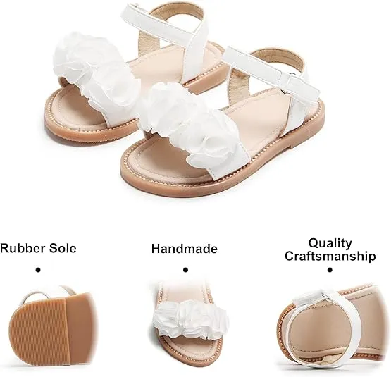 Felix & Flora Toddler Girls Sandals Soft Rubber Flats Summer Baby Flower Girl Shoes.