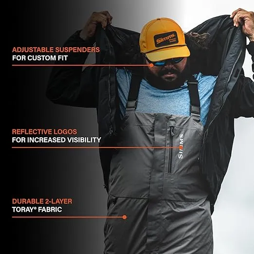 Simms Challenger Waterproof Bibs for Men - Durable Rain Gear and Work Bib for Fishing, Hunting, Snowmobiling, and More