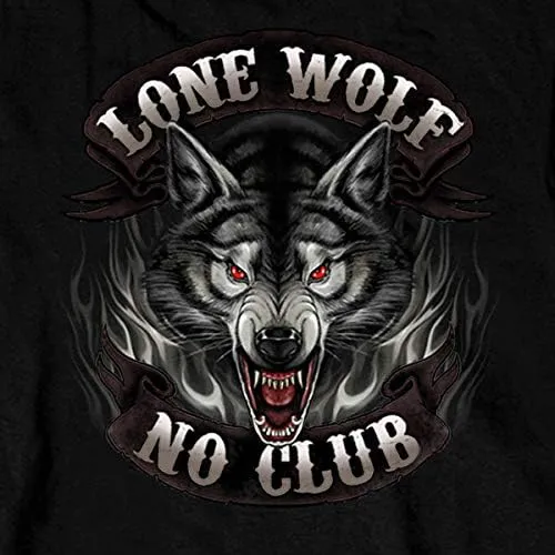 Hot Leathers Black Lone Wolf No Club Biker Long Sleeve Double Sided T-Shirt