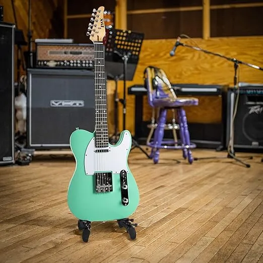 LyxPro 39” Electric Guitar TL Series, Full-Size Paulownia Wood Body, 3-Ply Pickguard, C-Shape Neck, Ashtray Bridge, Quality Gear Tuners, 3-Way Switch & Volume/Tone Controls, 2 Picks Included, Green