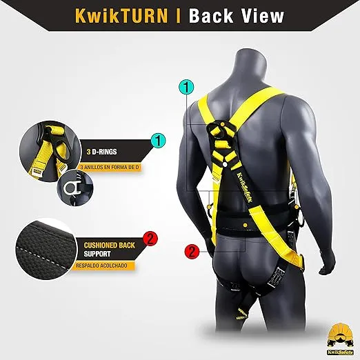 KwikSafety - Charlotte, NC - HURRICANE Ironworker & Tower Safety Harness [3 D-RINGS, BACK SUPPORT] ANSI Tested OSHA Compliant