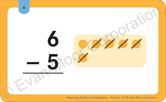 Evan-Moor® Learning Line Flashcards: Addition and Subtraction Facts to 10, Grade 1+ (Age 5+) (Flashcards: Math)